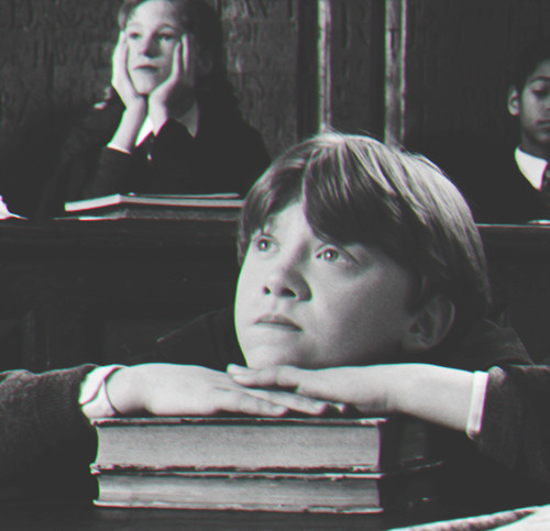 Ron, daydreaming in class.