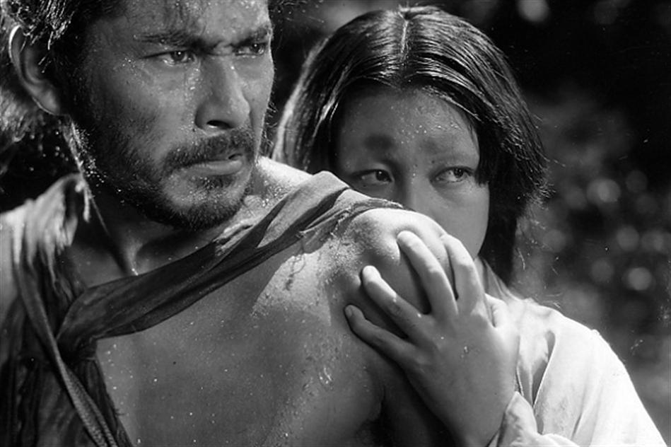 Toshiro Mifune and Machiko Kyo in Kurosawa’s Rashomon (1950)