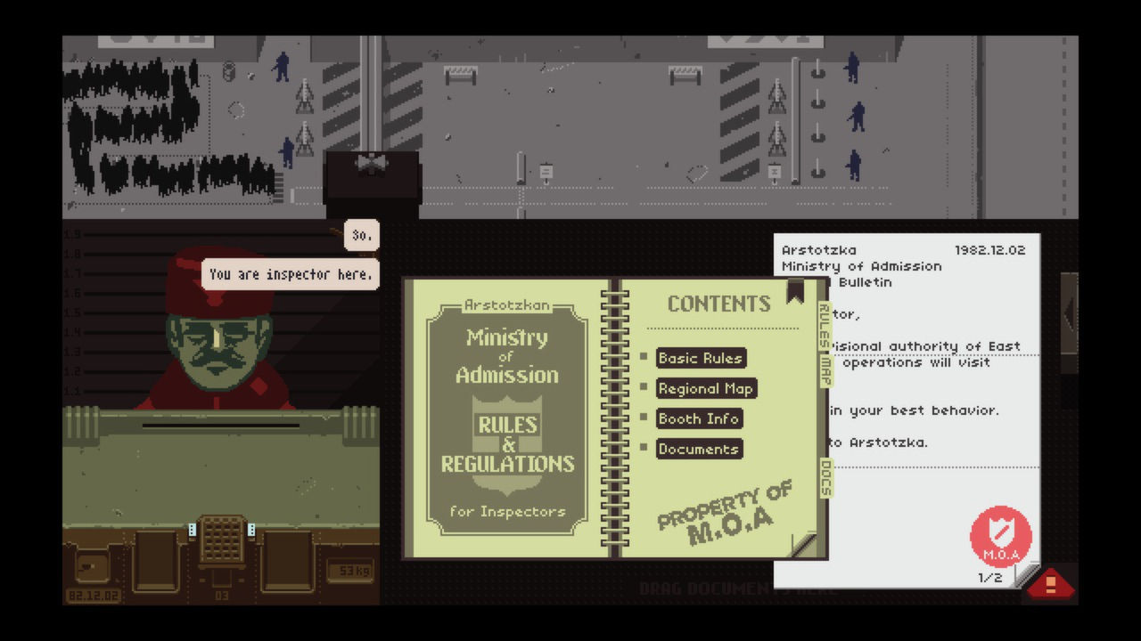 Screenshot from Papers Please.