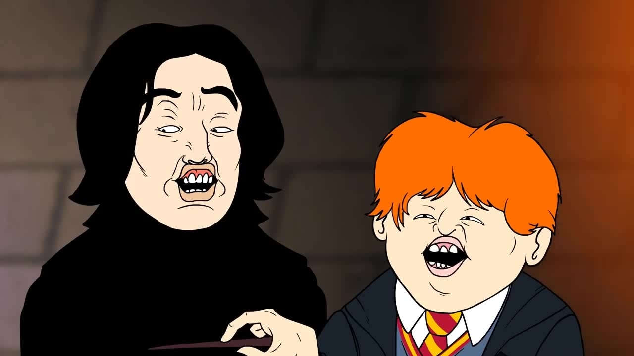 Snape and Ron pronouncing the spell ‘Wingardiam Leviosa’.