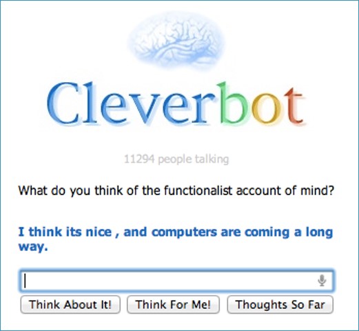 A Screenshot of short interaction with Cleverbot