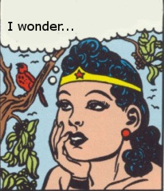 Picture of Wonder Woman thinking.