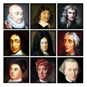 Collage of famous philosophers (Descartes, Kant etc.)