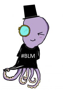 Tetra the Octopus wearing a t-shirt with the slogan #BLM