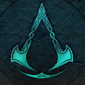 Is anyone else seeing a medieval butt-plug? No? The symbol of Assassin’s Creed: Valhalla, represented by two downward-facing axes.