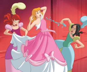 Picture of Disney Cinderella being attacked by her stepsisters